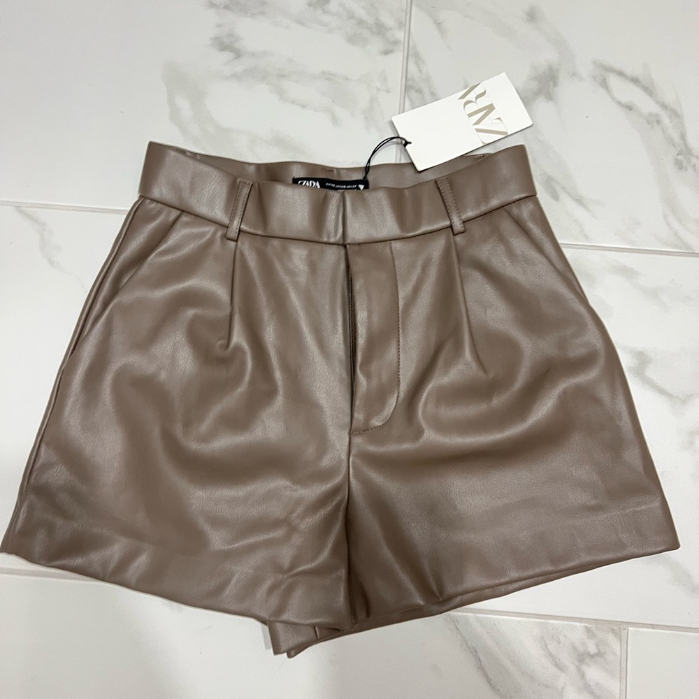Zara leather shorts